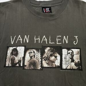 Van Halen 3 Shirt Men XL Army Green 1998 Concert Tour III Gary Cherone Giant VTG